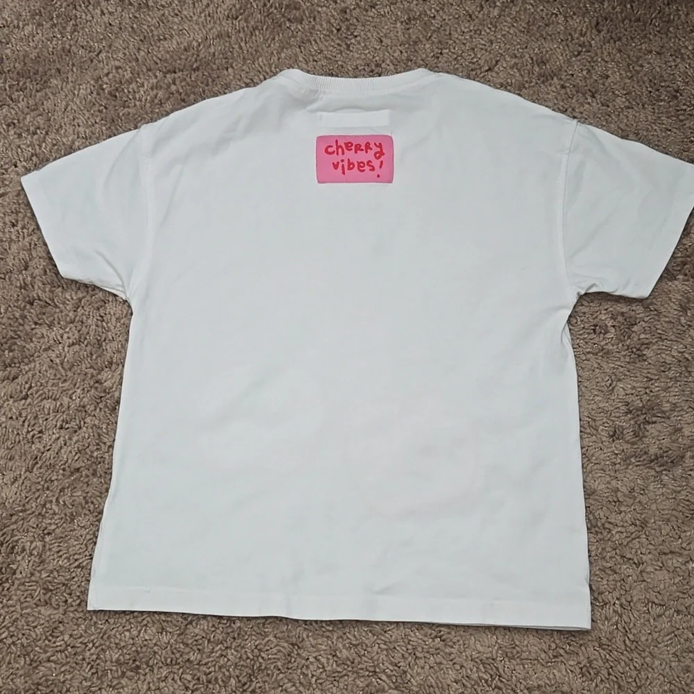 Zara Rare Cherry Graphic White Baby Tee Y2K Coquette Aesthetic Cute Summer NWOT